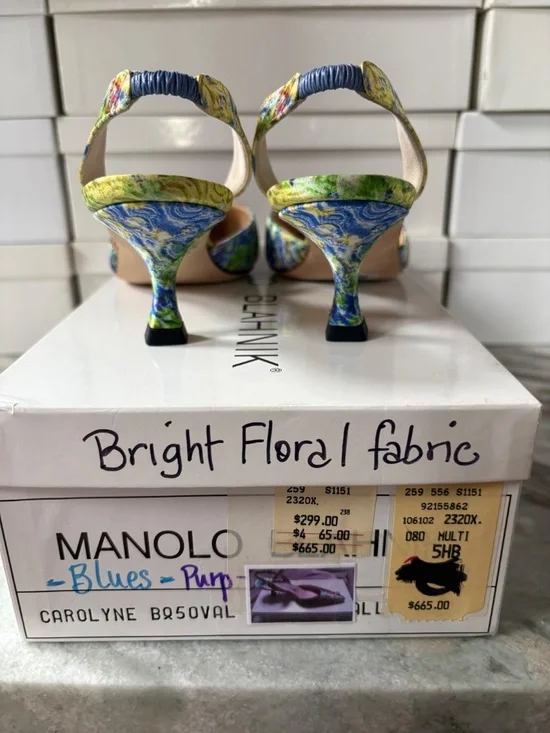 Manolo Blahnikfabric multi-color slingback - Picture 2 of 4